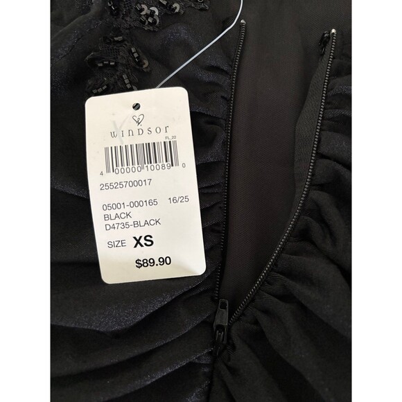 Windsor Millie Satin Sequin Lace-Up Mini Homecoming Formal Black Dress XS NEW - Picture 11 of 11